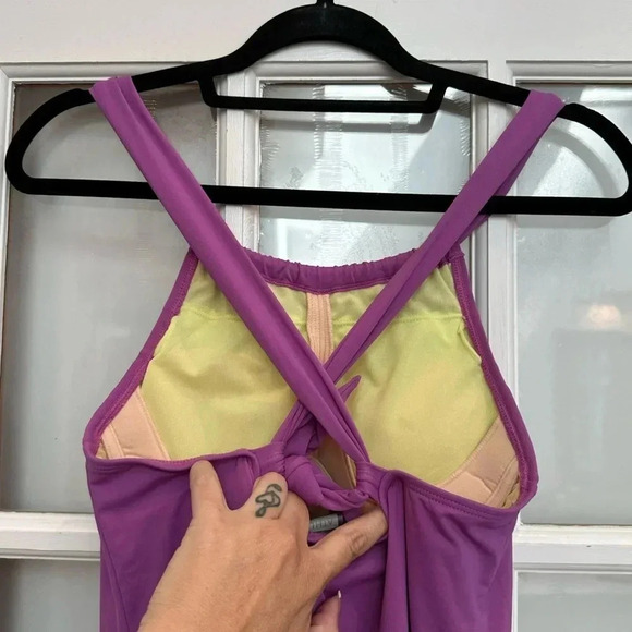 Athleta Purple Violet Cross Back Tie Athletic Halter Dress Women’s Size XS - Picture 3 of 8